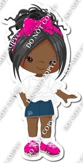Dark Skin Tone School Girl - White Shirt s