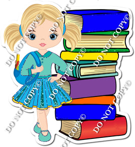 Light Skin Tone Girl with Books w/ Variants s