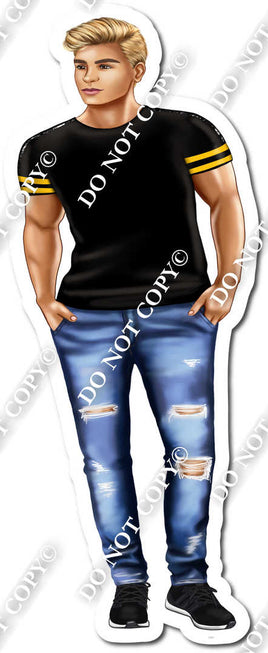 High School Light Skin Tone Boy - Black Shirt s