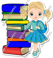 Light Skin Tone Girl with Books w/ Variants s