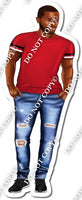 High School Dark Skin Tone Boy - Red Shirt w/ Variants s