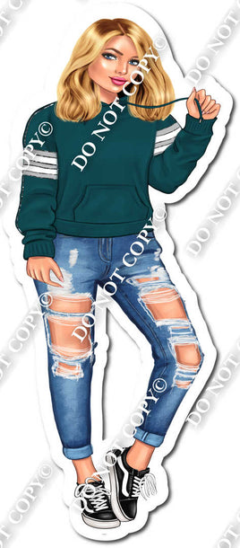 High School Light Skin Tone Girl - Green Shirt s