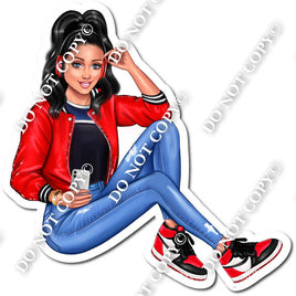 High School Light Skin Tone Girl - Red Shirt s