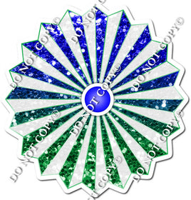 Sparkle White, Blue, Green Ombre Fan