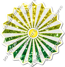 Sparkle White, Yellow, Green Ombre Fan