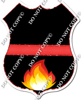 Fireman Badge with Red Line & Fire