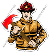 Light Skin Tone Firefighter with Axe w/ Variants