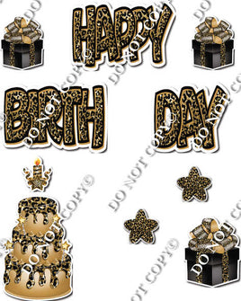10 pc Happy Birthday - Swift - Gold Leopard Flair-hbd0674