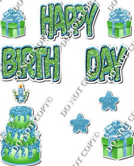 10 pc Happy Birthday - Swift - Lime Green & Caribbean Flair-hbd0677