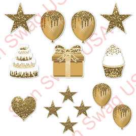 14 pc - Flair Set -  Gold Sparkle