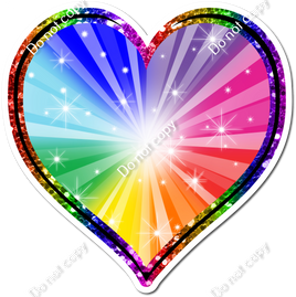 Rainbow Burst Heart with Rainbow Sparkle