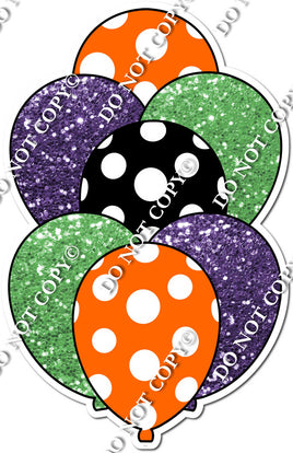 Sparkle Purple & Lime with Orange Polka Dot Balloon Bundle
