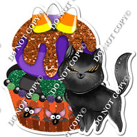 Halloween Cupcake with Black Cat w/ Variants