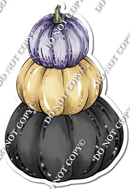 Black, Purple & Champagne Stacked Pumpkins