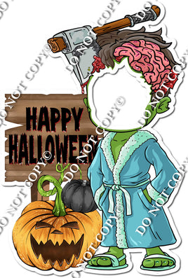 Happy Halloween - Grandma Zombie Face Cutout