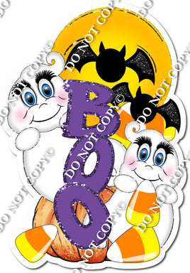 Boo Statement with Ghosts & Moon