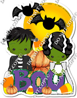 Boo Statement with Frankenstein & Moon