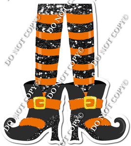 Pair of Orange Sparkle Witch Legs