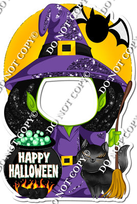 Purple Witch - Happy Halloween - Face Cutout