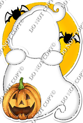 Ghost with Yellow Moon Face Cutout