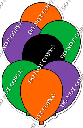 Flat Purple, Lime, Orange, Black Balloon Bundle