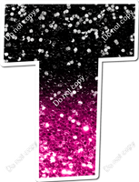 LG 23.5" Individuals - Black / Hot Pink Ombre Sparkle