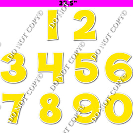 23.5" KG 10 pc Flat Yellow - 0-9 Number Set
