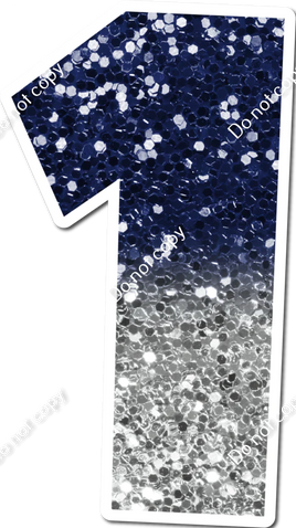 30" Individuals - Navy Blue / Light Silver Ombre Sparkle