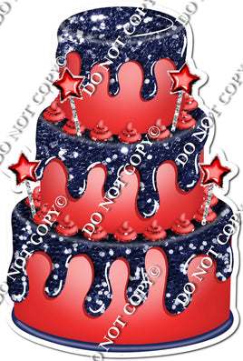 Red Cake & Dollops, Navy Blue Drip