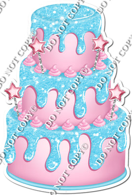 Baby Pink Cake & Dollops, Baby Blue Drip