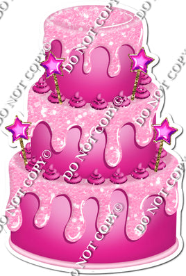 Hot Pink Cake & Dollops, Baby Pink Drip