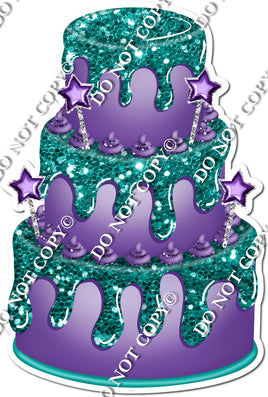 Purple Cake with Teal Drip