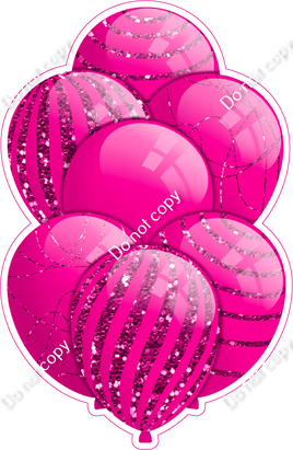 Mini - All Hot Pink w/ Hot Pink Sparkle Accent Balloon Bundle w/ Variants