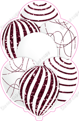 Mini - White Balloon w/ Burgundy Sparkle Accent w/ Variants