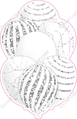 Mini - White Balloon w/ Light Silver Sparkle Accent w/ Variants