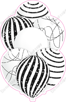 Mini - White Balloon w/ Black Sparkle Accent w/ Variant
