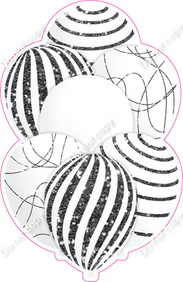 Mini - White Balloon w/ Silver Sparkle Accent w/ Variant