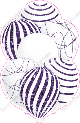 Mini - White Balloon w/ Purple Sparkle Accent w/ Variant