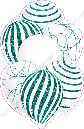 Mini - White Balloon w/ Teal Sparkle Accent w/ Variant