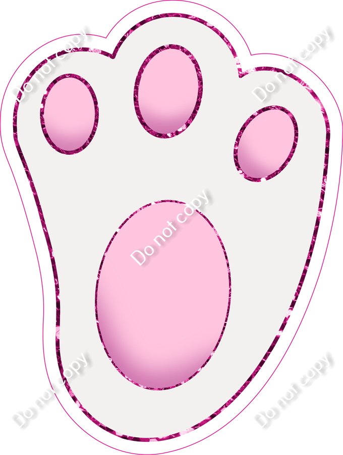 Mini - White with Hot Pink Sparkle Bunny Foot| Sign Swag USA