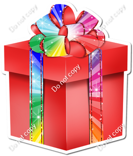 Rainbow Burst & Red Present - Style 4