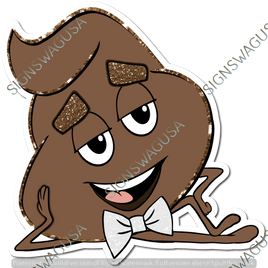 White Bow Tie - Chillin Poo Emoji