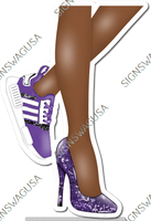 Purple - Dark Skin Tone Women's Legs with High Heel & Tennis Shoe w/ Variants