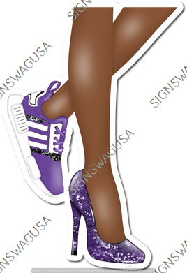 Purple - Dark Skin Tone Women's Legs with High Heel & Tennis Shoe w/ Variants