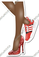 Red - Dark Skin Tone Women's Legs with High Heel & Tennis Shoe w/ Variants