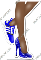 Blue - Dark Skin Tone Women's Legs with High Heel & Tennis Shoe w/ Variants