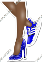 Blue - Dark Skin Tone Women's Legs with High Heel & Tennis Shoe w/ Variants