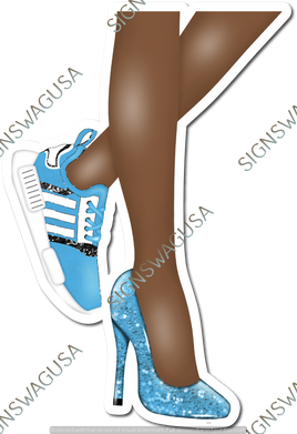 Caribbean - Dark Skin Tone Women's Legs with High Heel & Tennis Shoe
