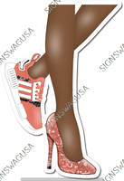 Coral - Dark Skin Tone Women's Legs with High Heel & Tennis Shoe w/ Variants