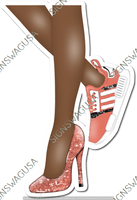 Coral - Dark Skin Tone Women's Legs with High Heel & Tennis Shoe w/ Variants